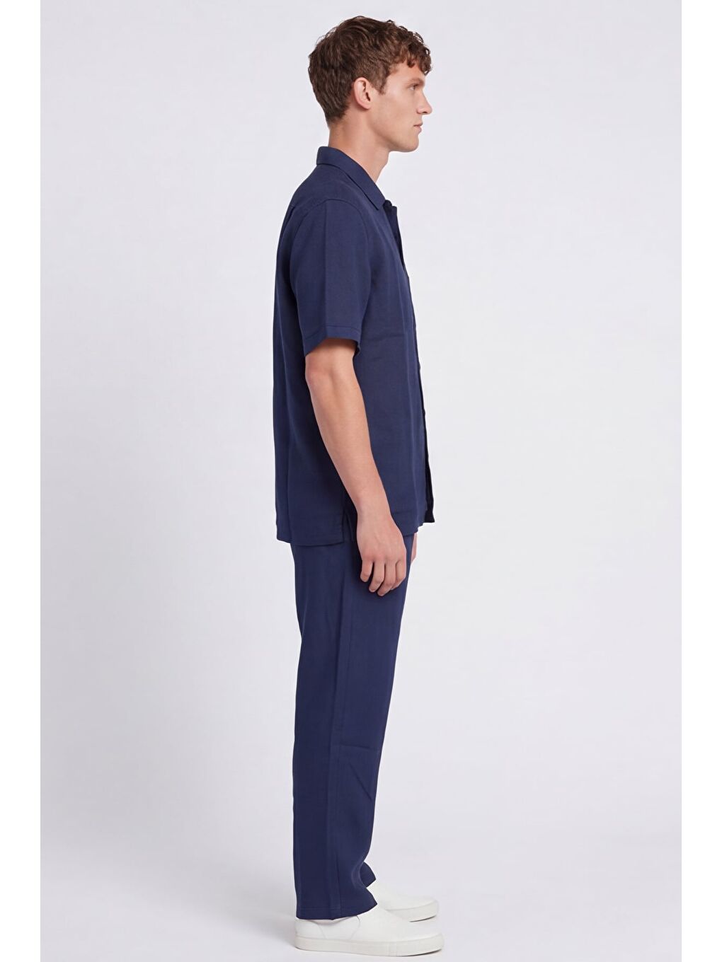 Giotelli Açık Lacivert Normal Kesim Regular Fit Pamuklu Dokuma Lastikli Bel Kamp Yaka Takım-2