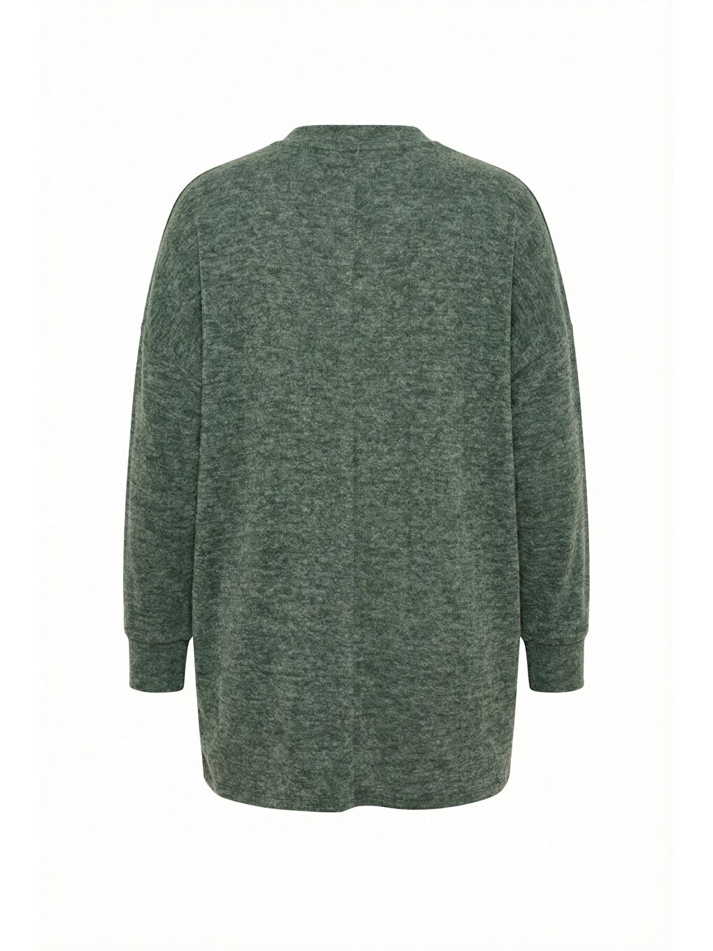 Büyük Beden Taş Detaylı Leopar Desenli Yeşil Yumoş Kazak 285057-7