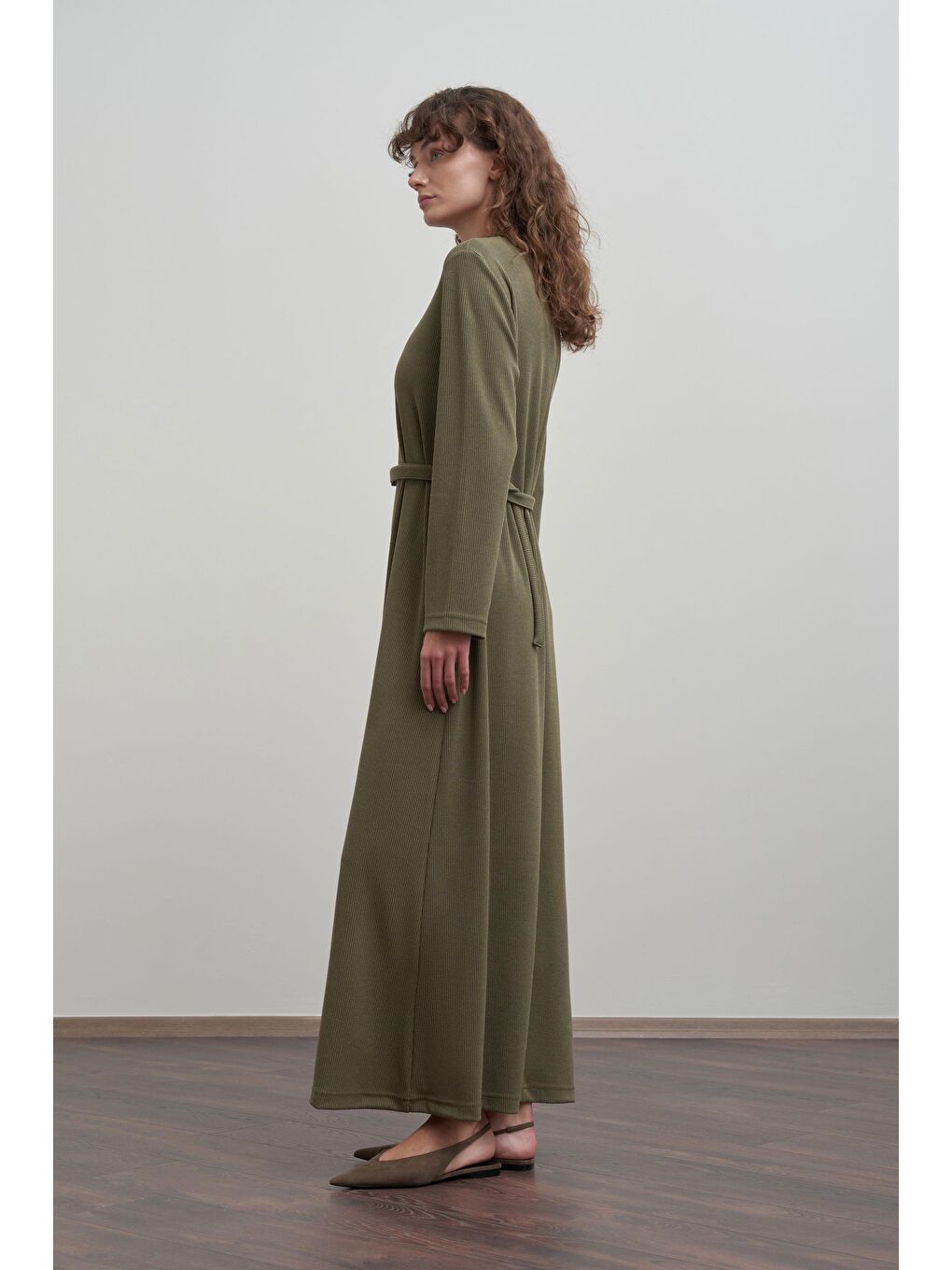 Haki-Kemer Tokalı Elbise-1