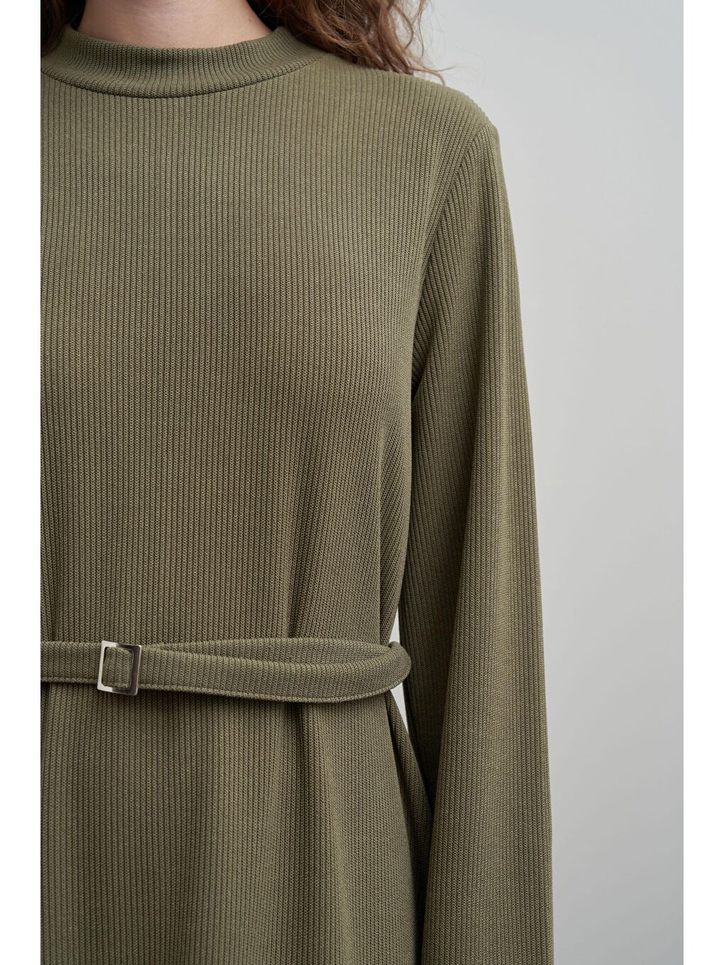 Haki-Kemer Tokalı Elbise-4