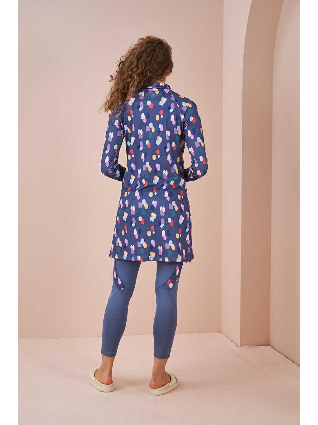 Puantiye Performans Tesettür Mayo Takımı İndigo-5