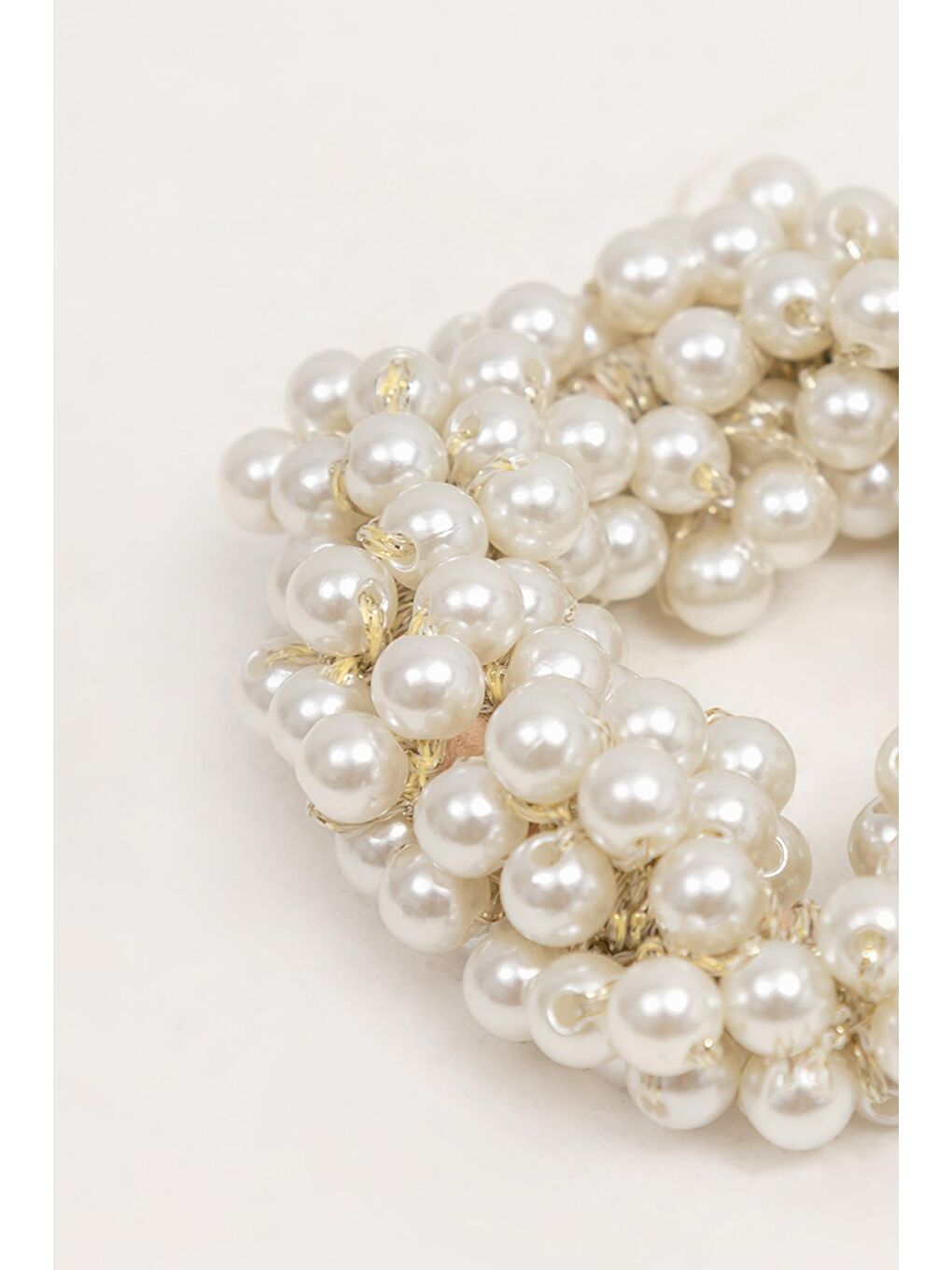 Sarı İnci Dekorlu Lastikli Atkuyruğu Saç Tokası 2 Adet-1