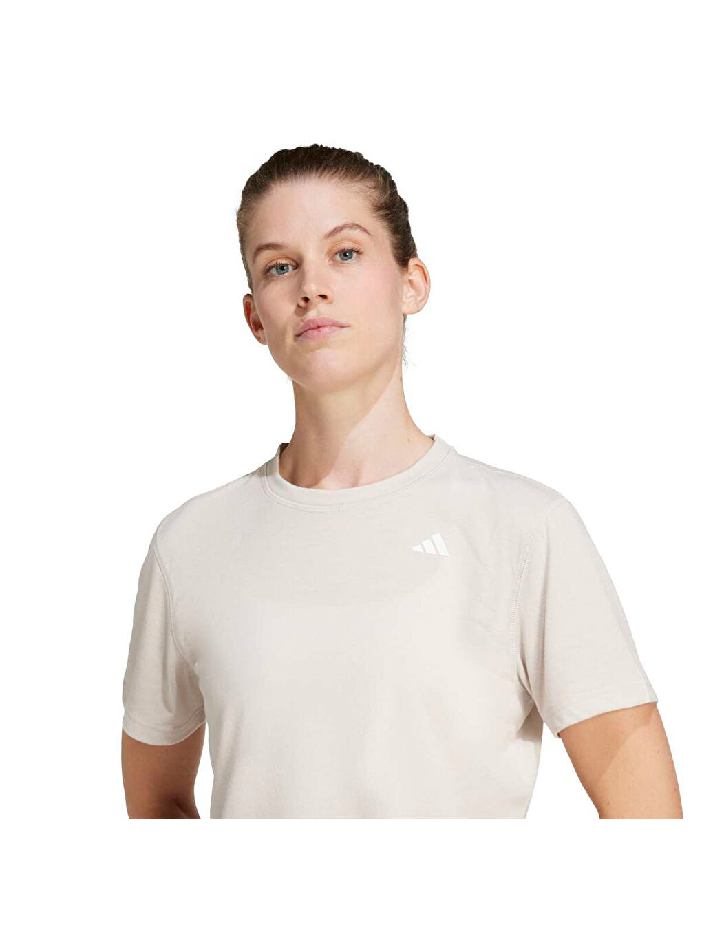 Train Essentials Boxy Workout Kadın Bej Yuvarlak Yaka Tişört-1