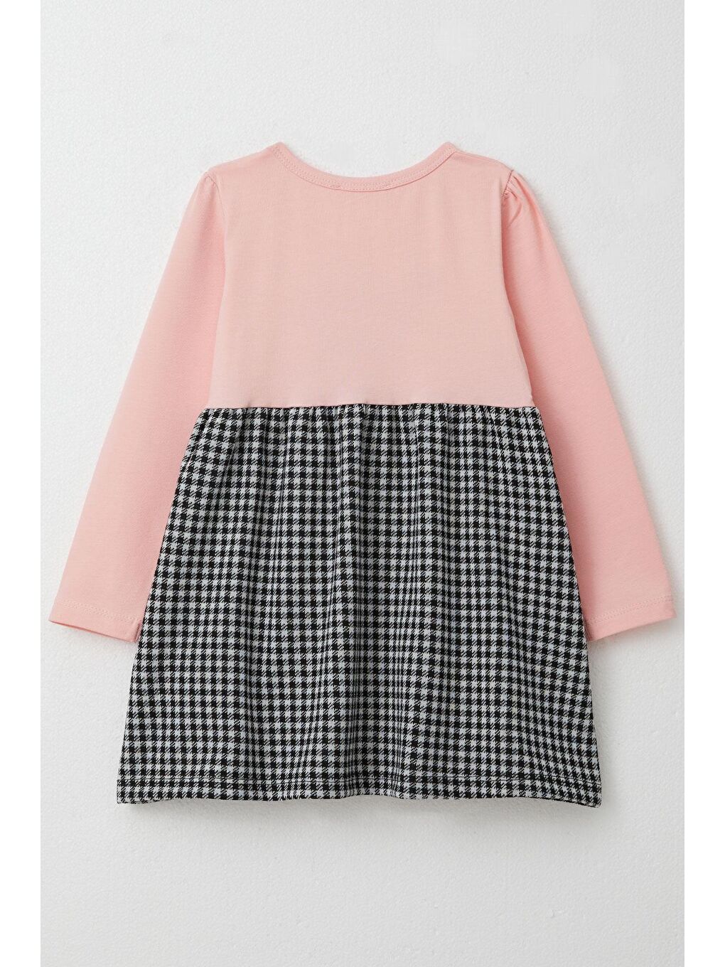 Kız Çocuk Uzun Kollu Elbise Prenses Tacı Nakışlı Fiyonklu Pembe (2-4 Yaş)-1