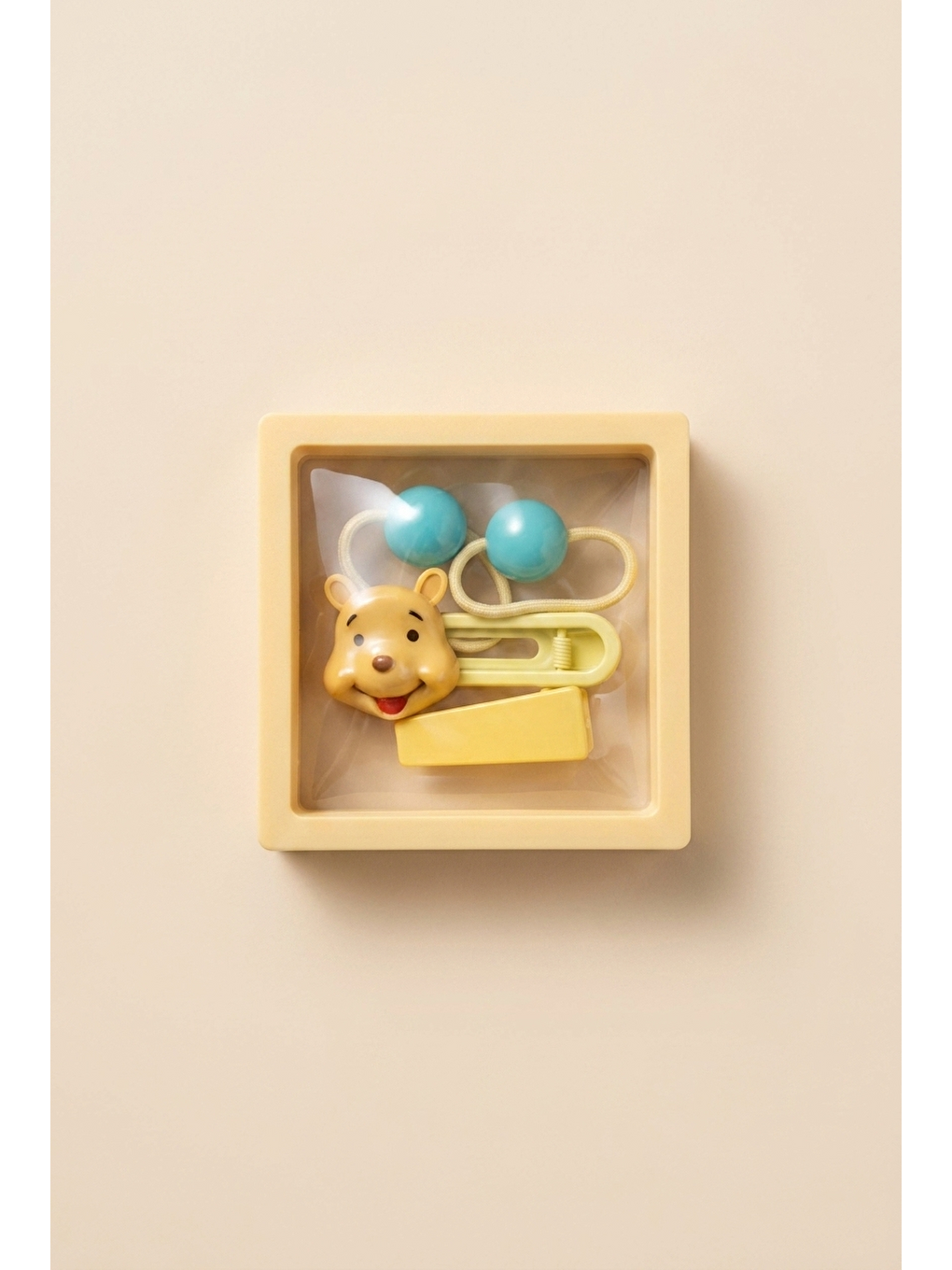 Ayıcık Figürlü Plastik Kutulu Toka Seti Sarı