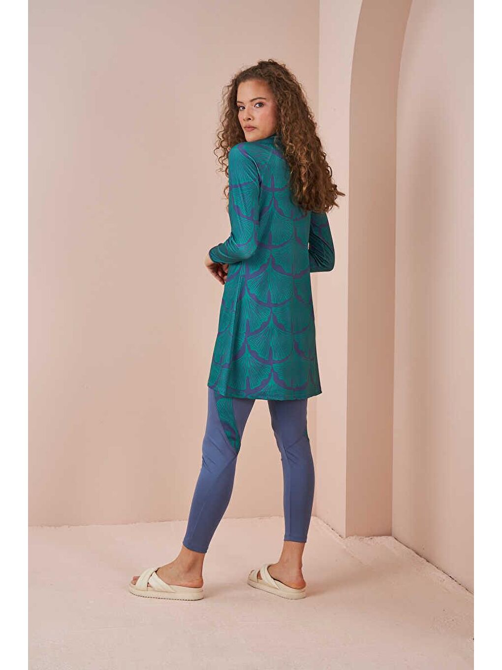 Yaprak Performans Tesettür Mayo Takımı İndigo-3