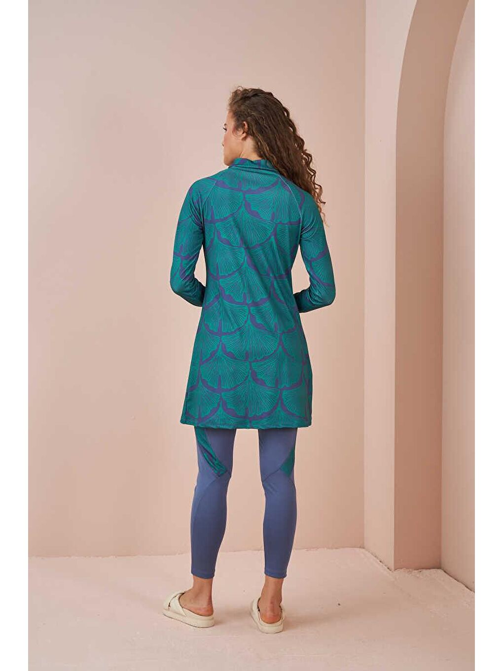 Yaprak Performans Tesettür Mayo Takımı İndigo-5