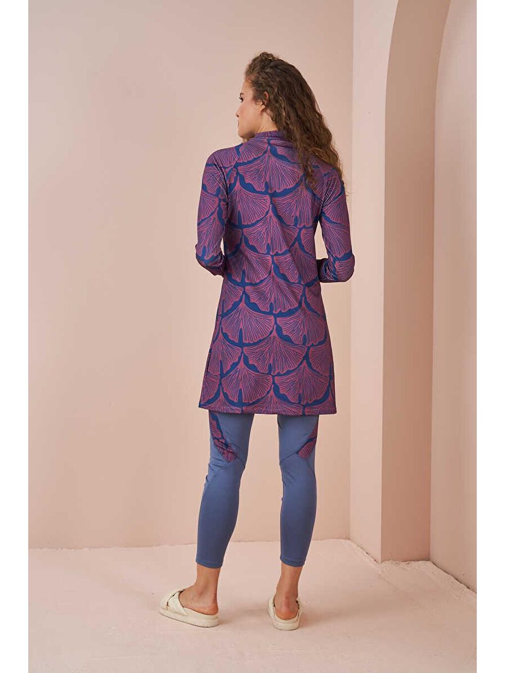 Yaprak PerformansTesettür Mayo Takımı Lacivert-1