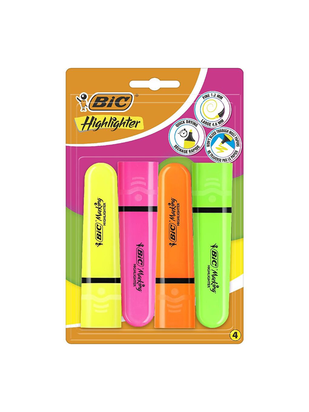 Bic Karışık Asorti Marking Flat Fosforlu Kalem 4 Lü