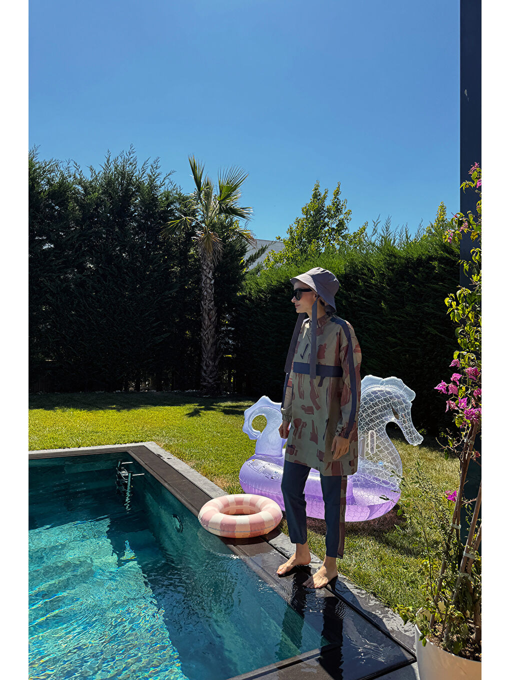 Yeşil Maysa Desen Tesettür Mayo Çağla Kısa-2