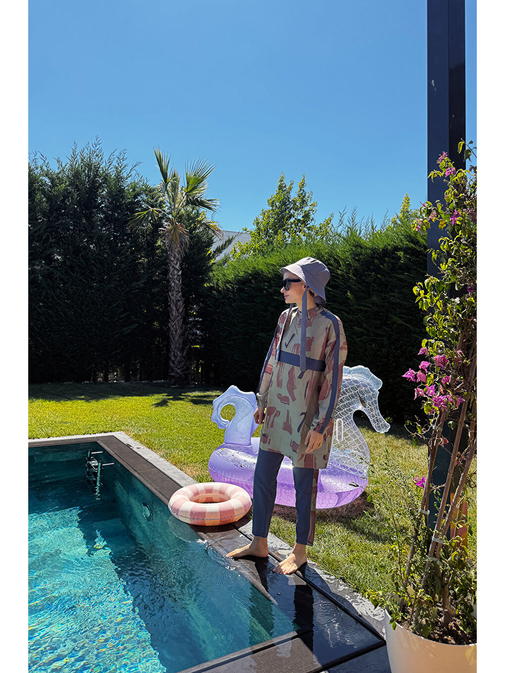 Yeşil Maysa Desen Tesettür Mayo Çağla Kısa-3