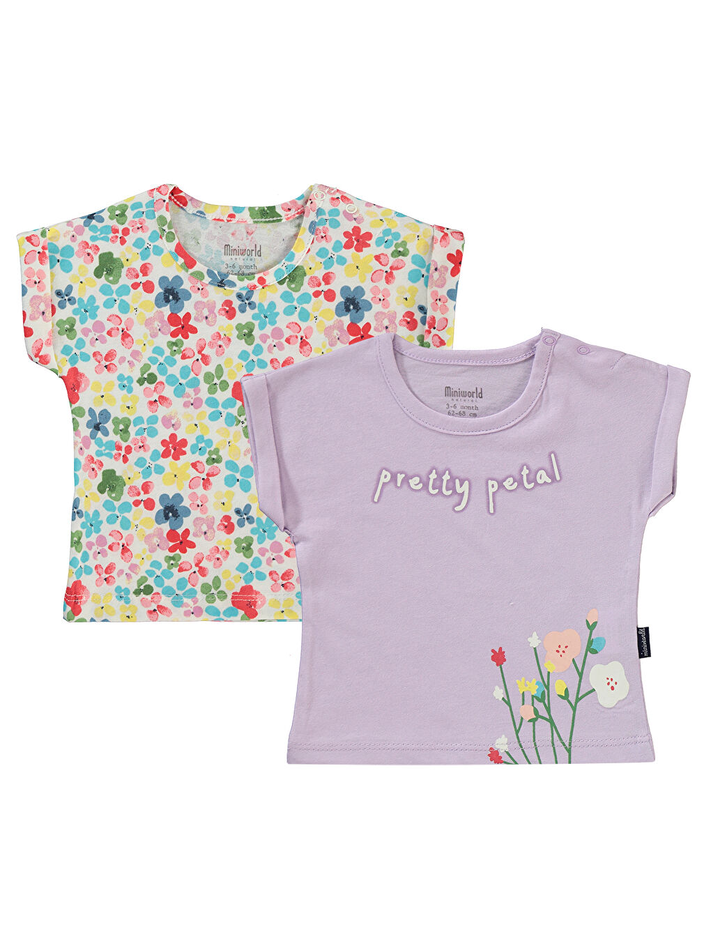 Miniworld Kız Bebek 2'li Tişört 3-12 Ay Lila