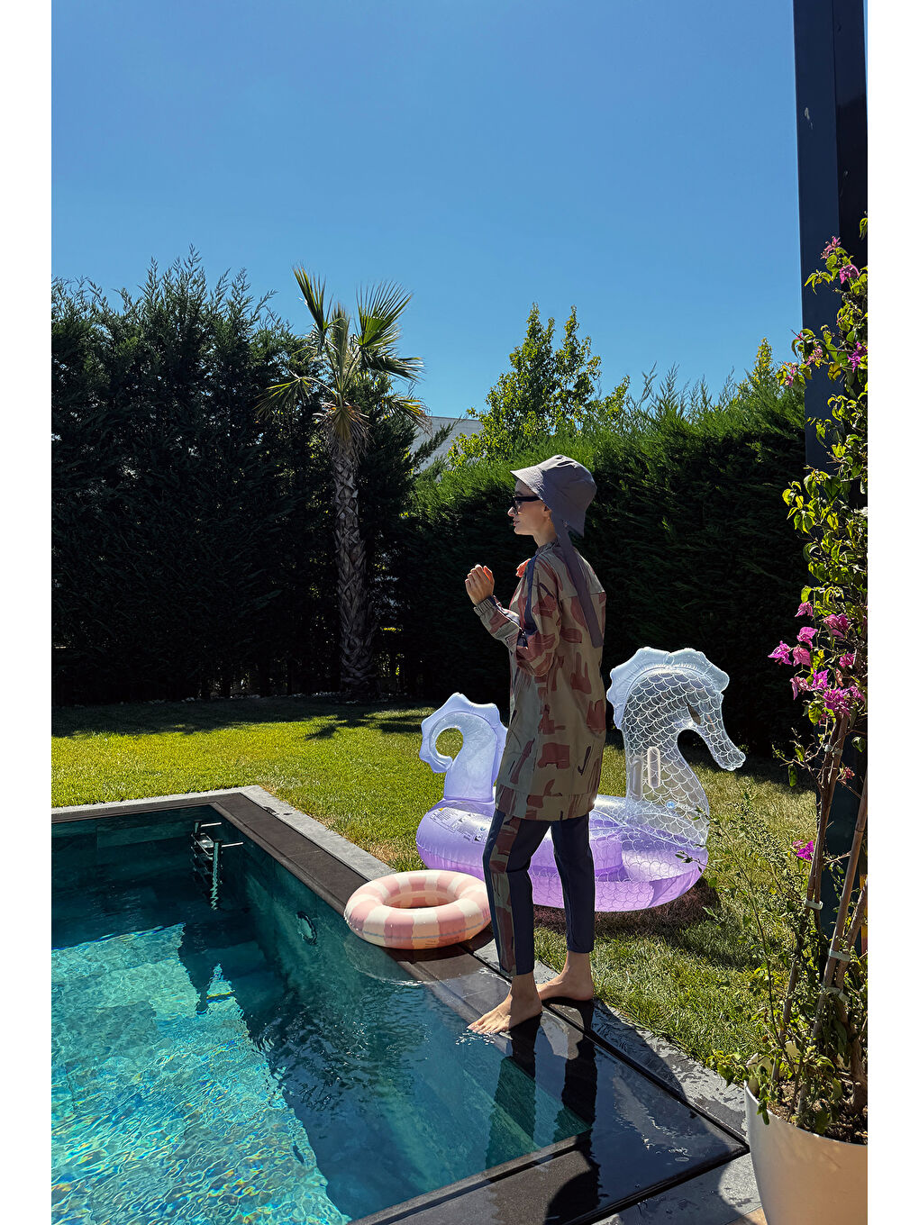 Yeşil Maysa Desen Tesettür Mayo Çağla Kısa-6