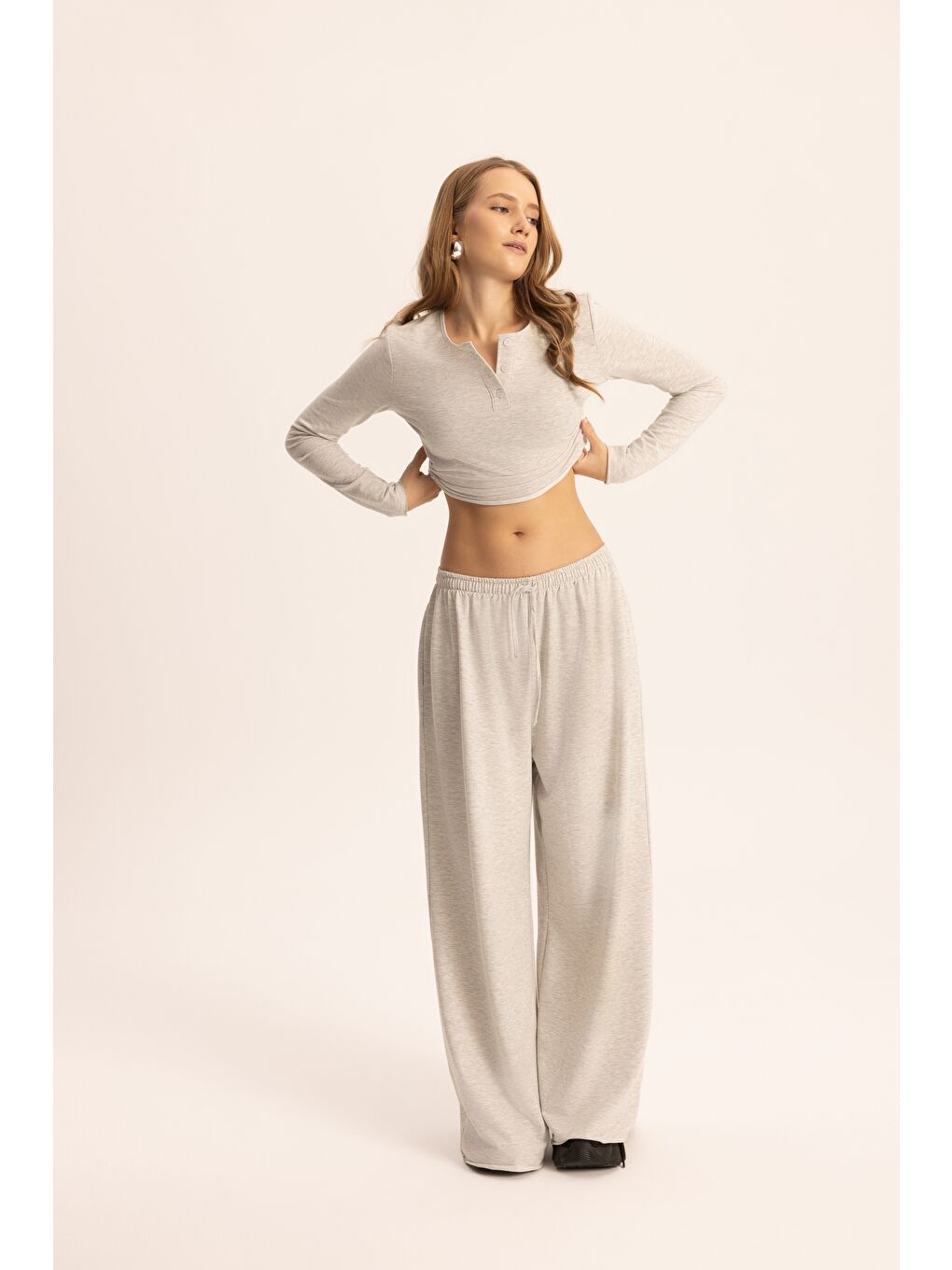 Beyaz Tuara Basic Karmelanj Eşofman Takımı-5