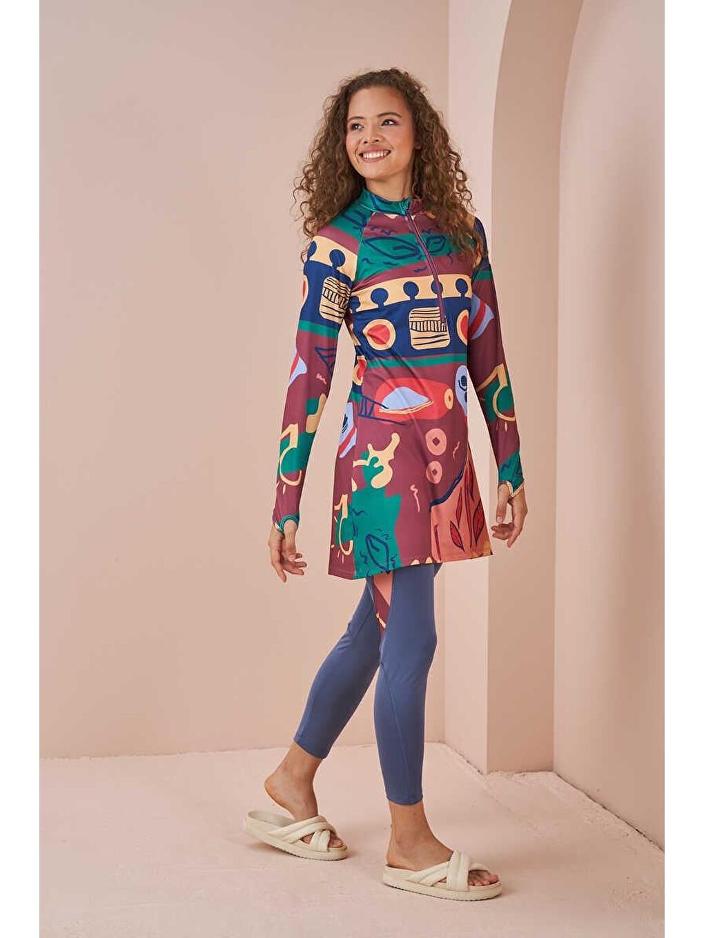 Pembe Oyun Performans Tesettür Mayo Takımı G. Kurusu