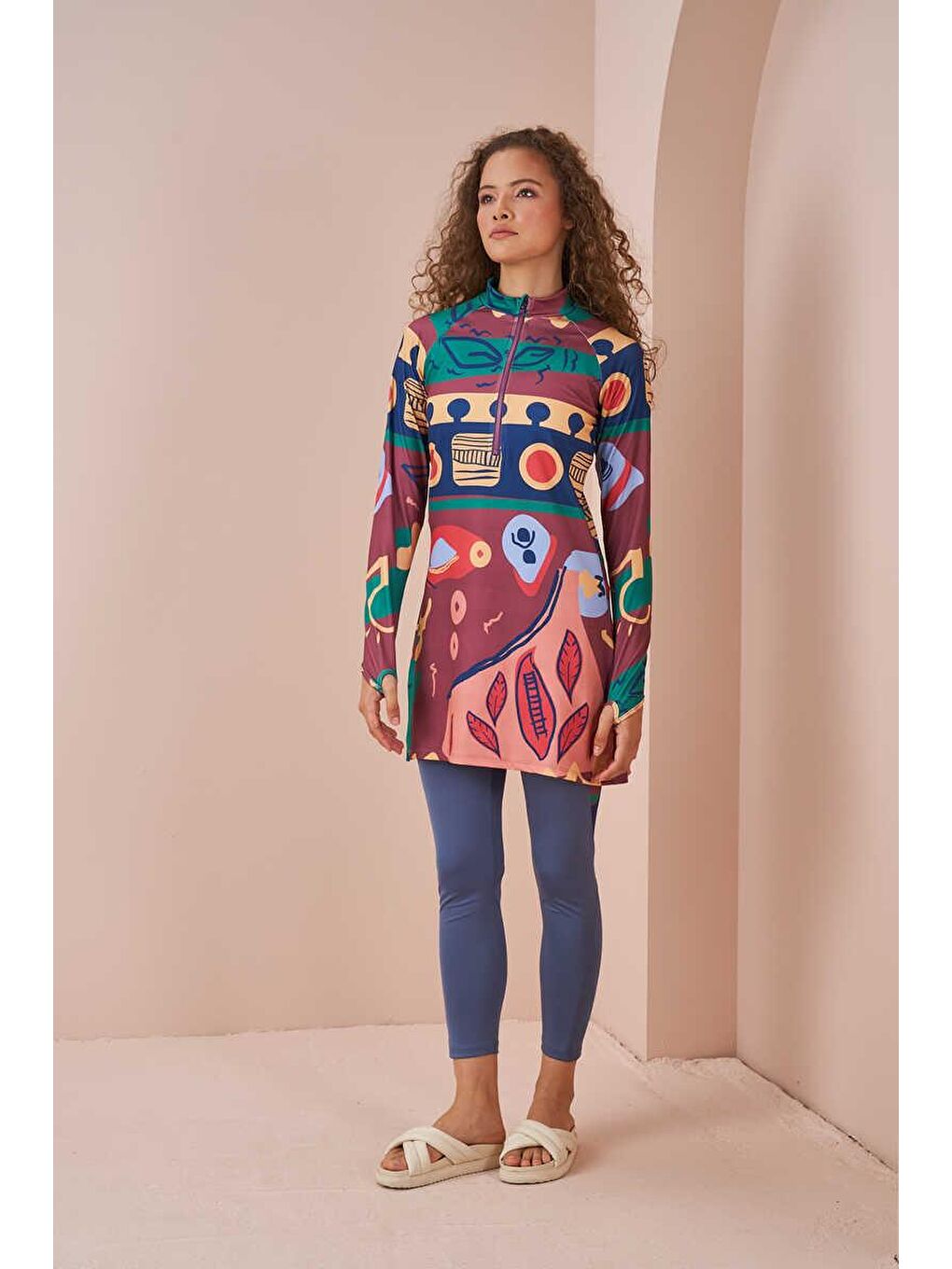 Pembe Oyun Performans Tesettür Mayo Takımı G. Kurusu-6