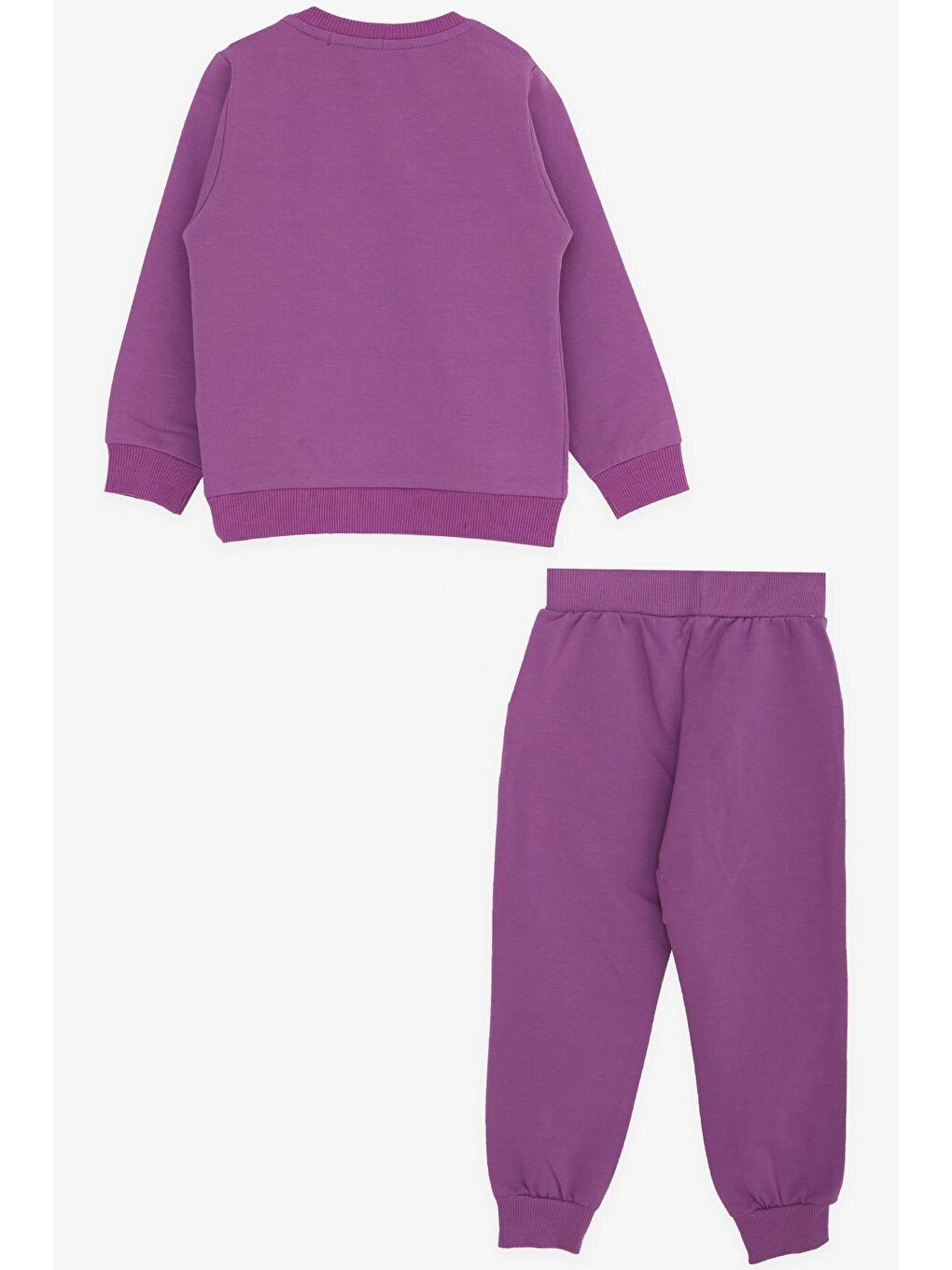 Lila Kız Çocuk Eşofman Takımı Ayıcık Baskılı Eflatun (1.5-3 Yaş)-1