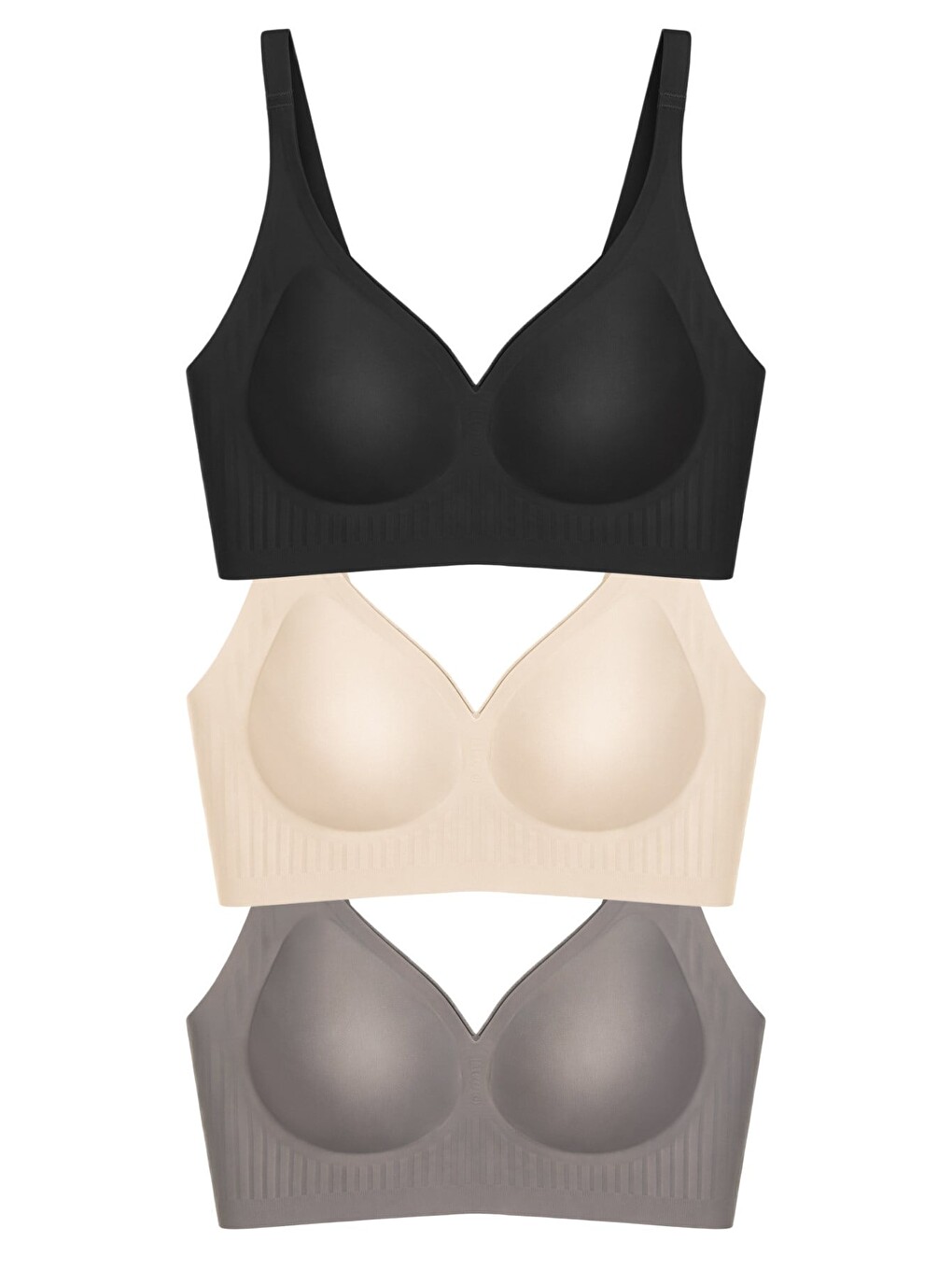 Karışık Seamless Bra - Slight | Lazer Kesim Dikişsiz Dilim Detaylı Balensiz Kadın Sütyen 3'lü Paket-3