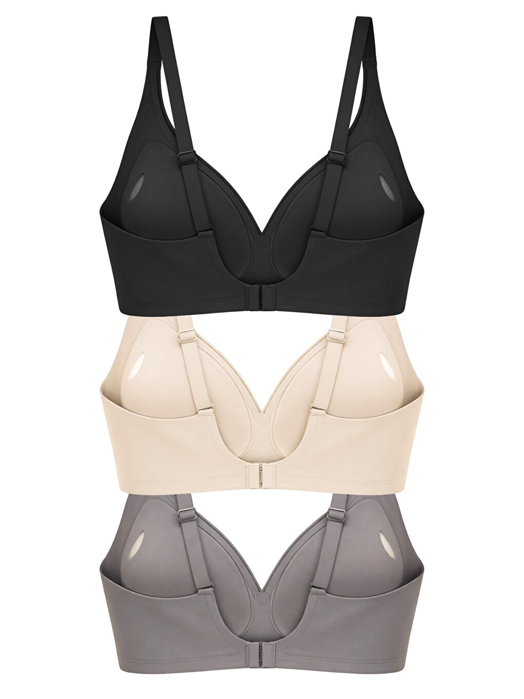 Karışık Seamless Bra - Slight | Lazer Kesim Dikişsiz Dilim Detaylı Balensiz Kadın Sütyen 3'lü Paket-3-1