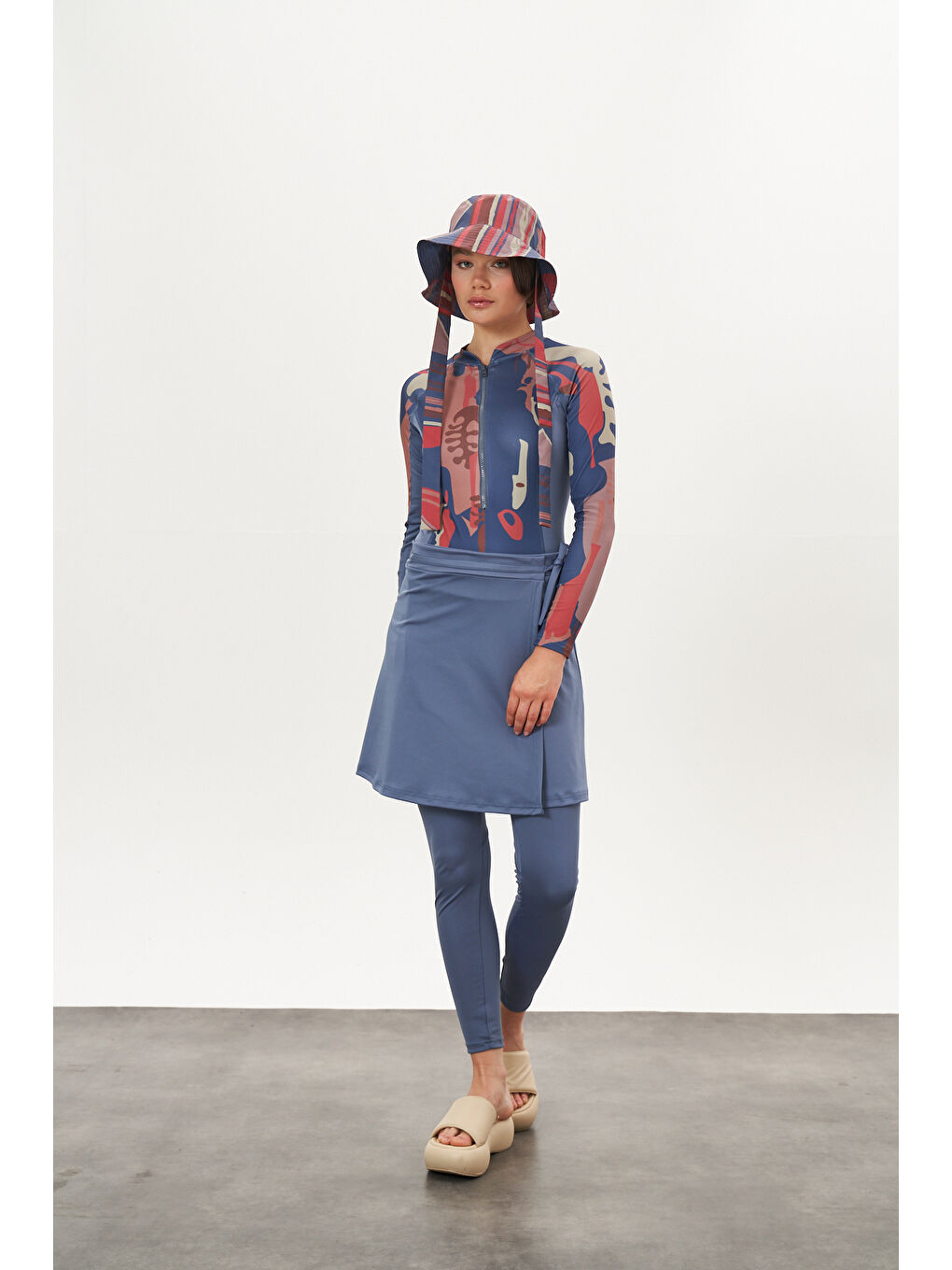 Yüzücü Mayo Tayt Etek 3lü Lia Mayo İndigo