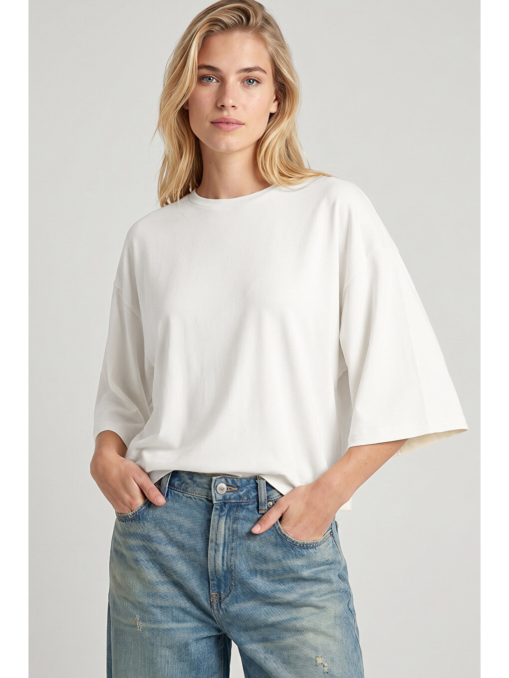 Ekru Yarasa Kollu Basic Örme Bluz EKRU LUB0369-4