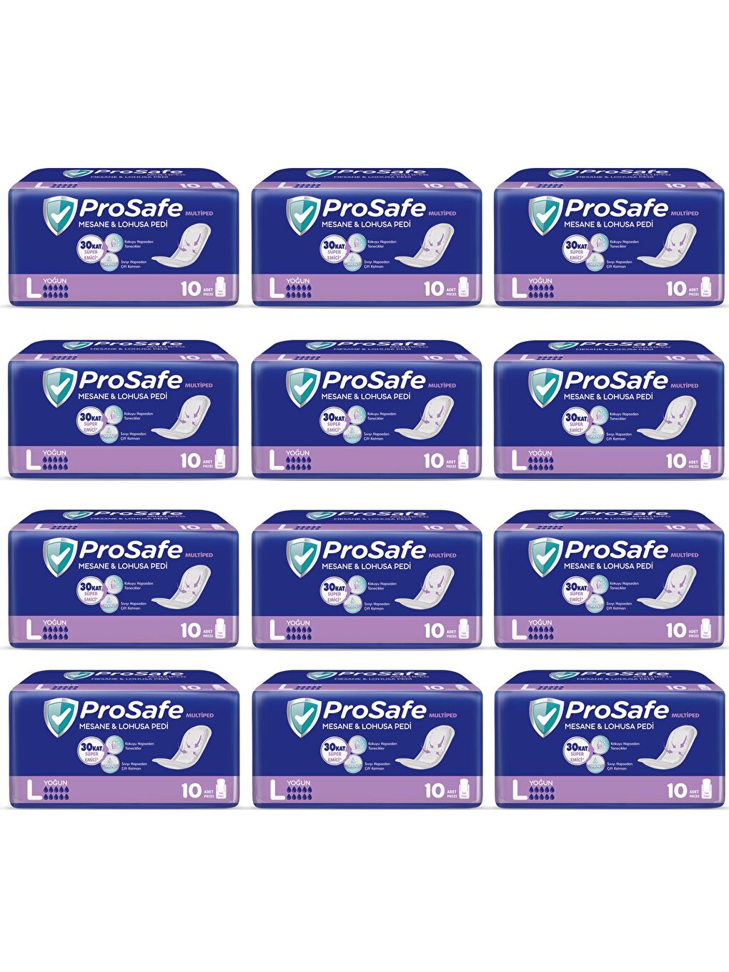 Prosafe Renksiz Multiped Lohusa & Mesane Pedi Yoğun Büyük Boy 10 lu x 12 Adet