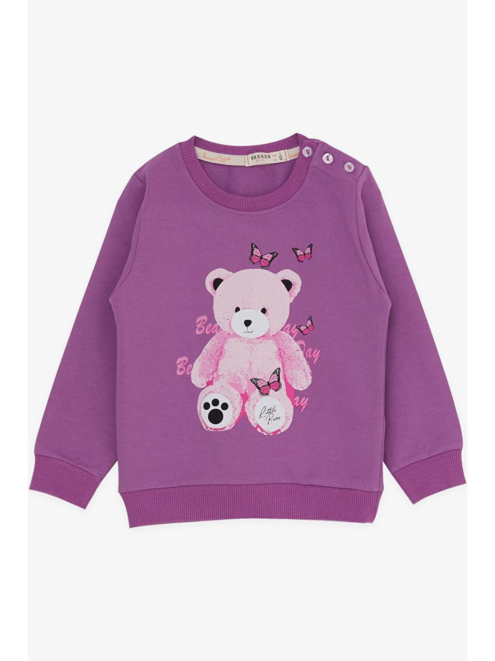 Lila Kız Çocuk Eşofman Takımı Ayıcık Baskılı Eflatun (1.5-3 Yaş)-2