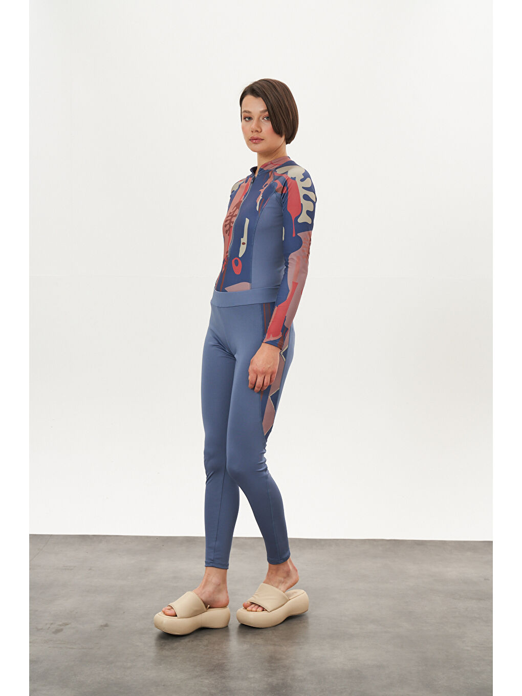 Yüzücü Mayo Tayt Etek 3lü Lia Mayo İndigo-3