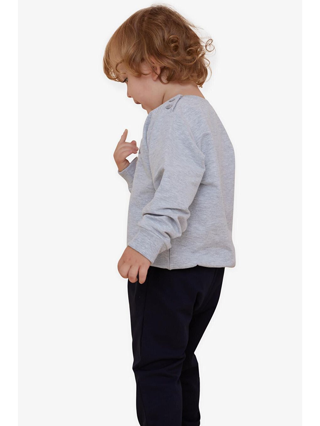 Erkek Çocuk Eşofman Takımı Rakam Nakışlı Gri Melanj (1.5-5 Yaş)-2
