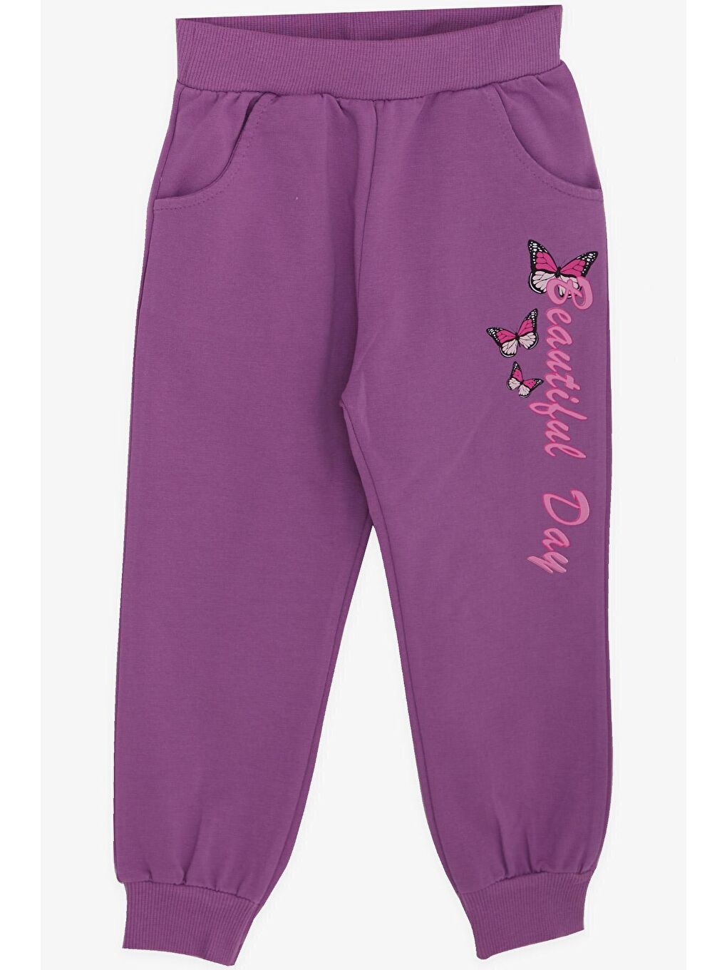 Lila Kız Çocuk Eşofman Takımı Ayıcık Baskılı Eflatun (1.5-3 Yaş)-3