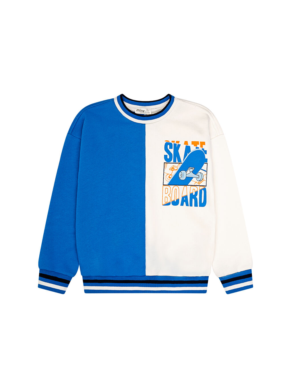 Mavi Kaykay Baskılı Renk Bloklu Sweatshirt-2