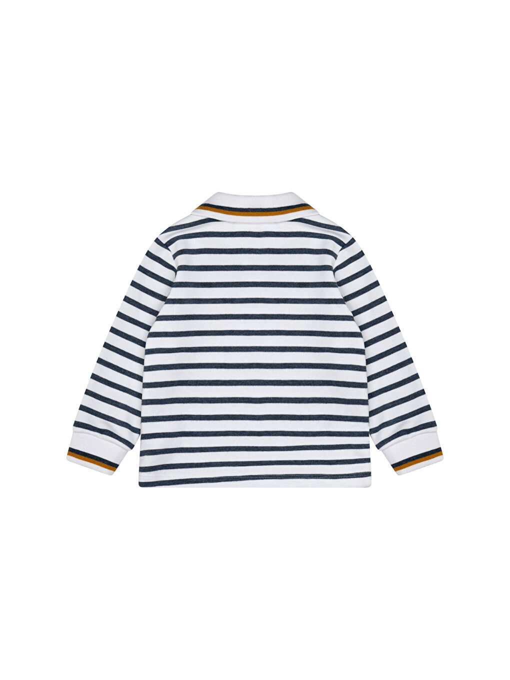 Mavi Çizgili Polo Yaka Erkek Bebek Uzun Kol Tişört-1