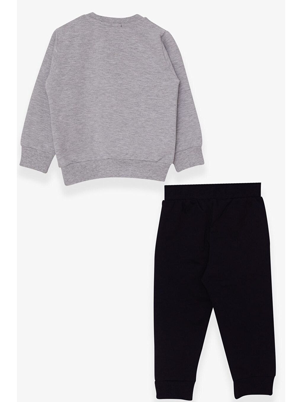 Erkek Çocuk Eşofman Takımı Rakam Nakışlı Gri Melanj (1.5-5 Yaş)-4