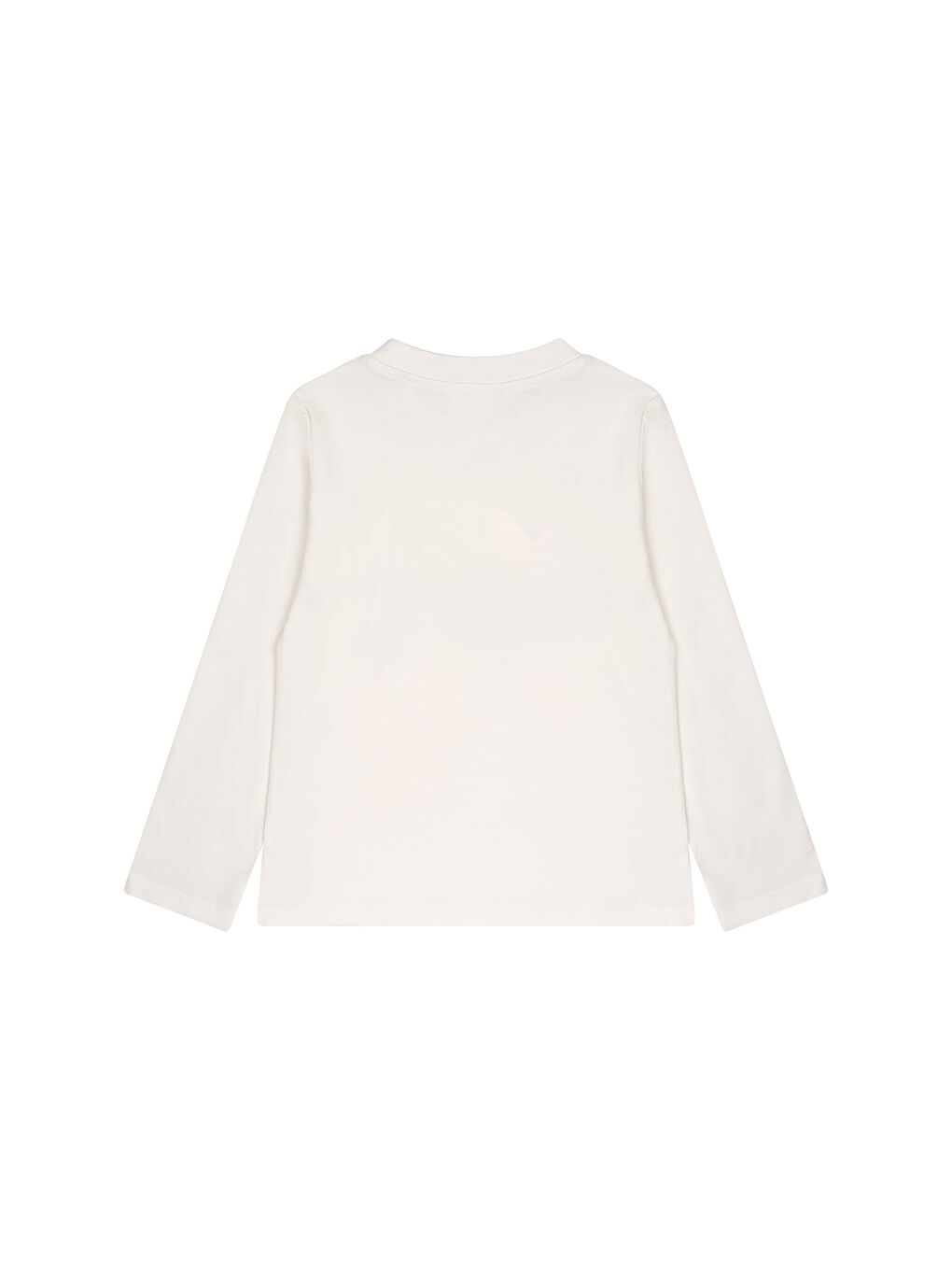 Ekru Simli Kalp Baskılı Uzun Kollu Tişört-2