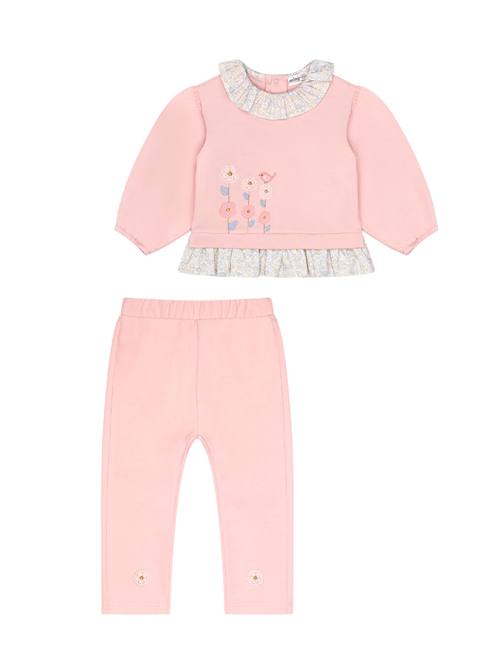 Pembe Yakası Fırfır Detaylı Kız Bebek İkili Takım-2