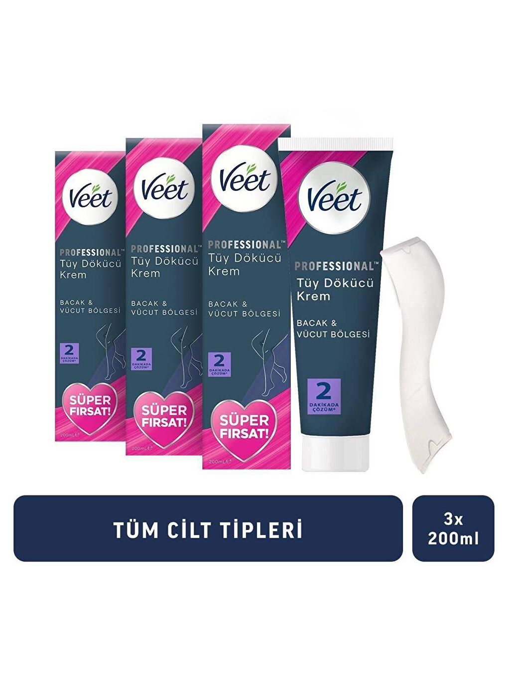 Veet Renksiz Professional Promo Tüm Ciltler Tüy Dökücü Krem 200 ml x 3 Adet