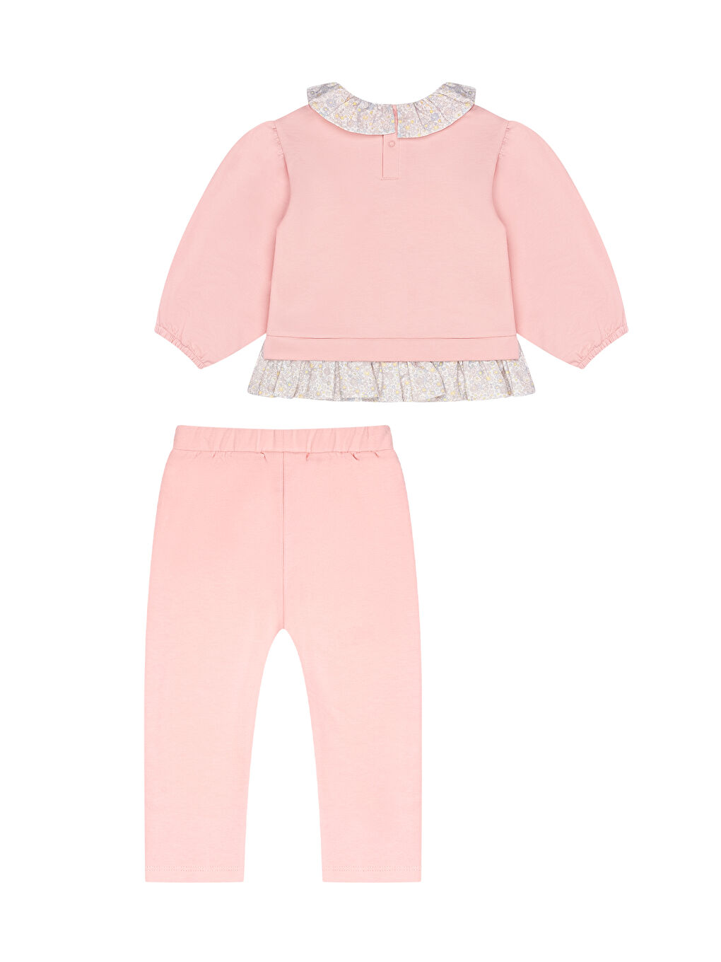 Pembe Yakası Fırfır Detaylı Kız Bebek İkili Takım-5