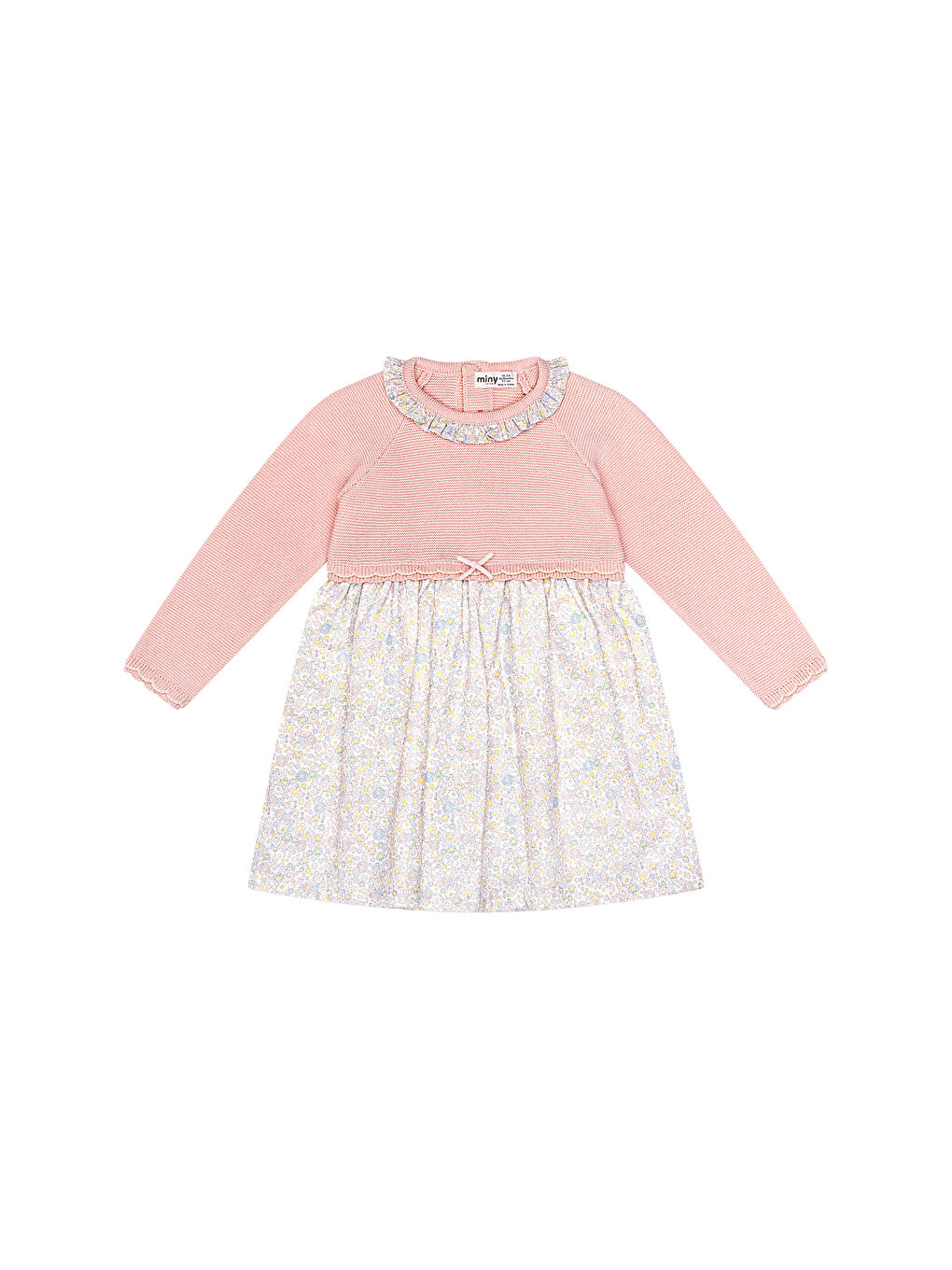 Pembe Yakası Fırfır Detaylı Triko Kız Bebek Elbise-2