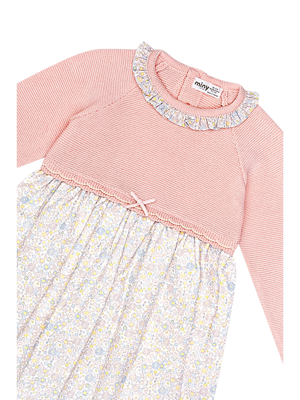 Pembe Yakası Fırfır Detaylı Triko Kız Bebek Elbise-4