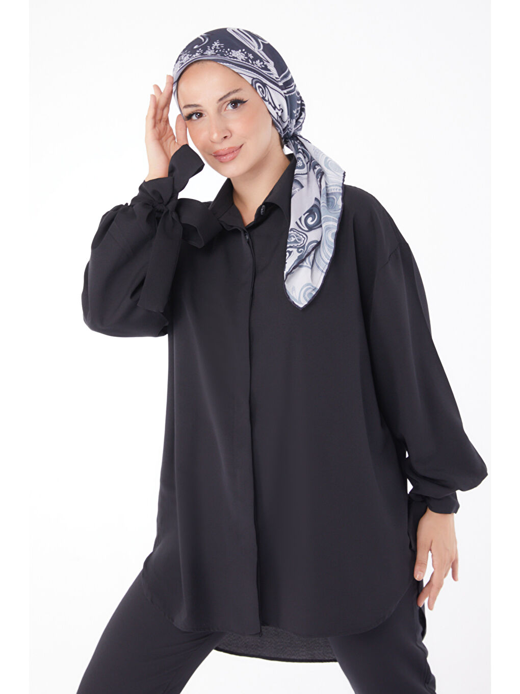 Kol Detaylı İkili Takım Siyah - 27085-2