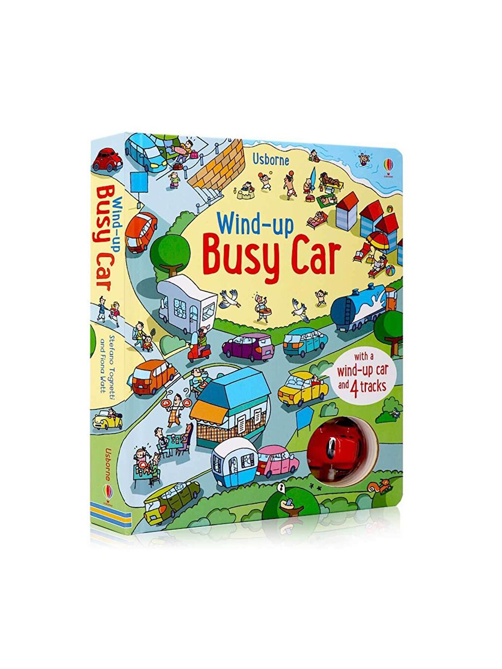 The Usborne Beyaz-Renklibaskı Wind-Up Busy Car - 1