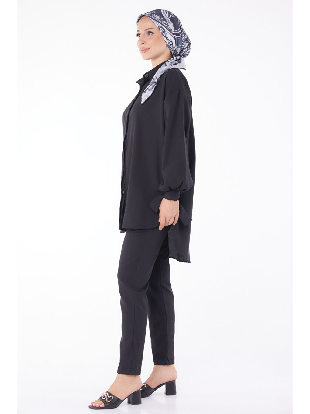 Kol Detaylı İkili Takım Siyah - 27085-3