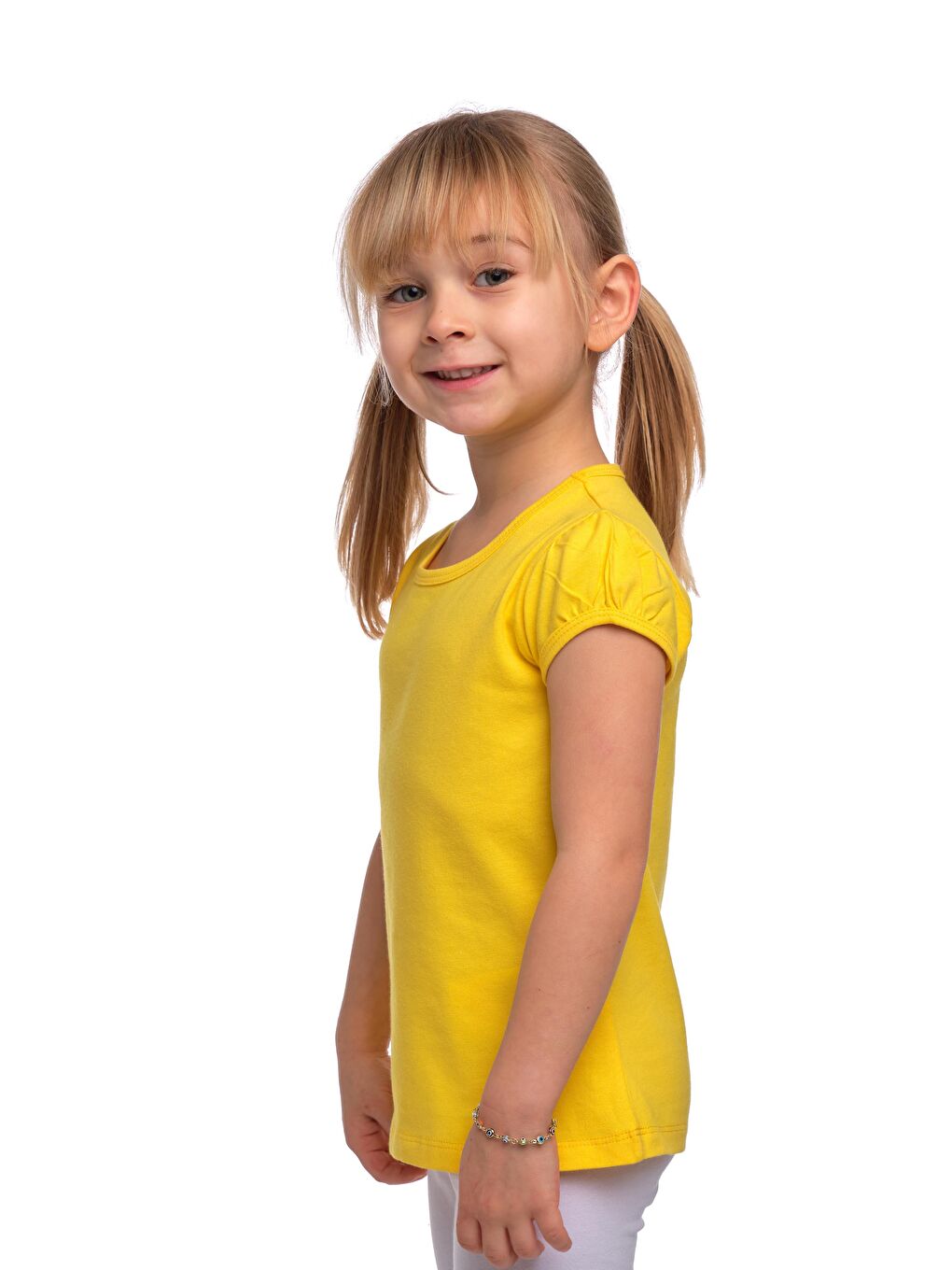 Sarı Kız Çocuk Kısa Kollu Basıc Tişört-1