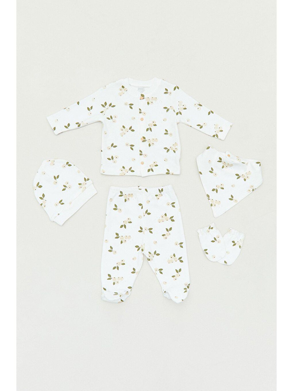 Ekru Baskılı 5'li Kız Çocuk Takım