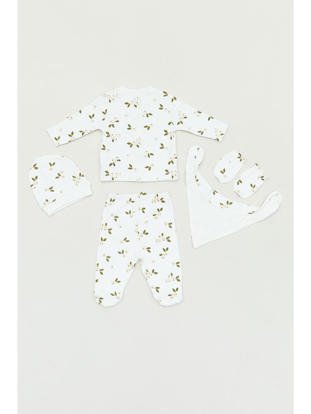 Ekru Baskılı 5'li Kız Çocuk Takım-1