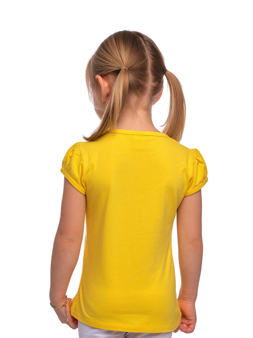 Sarı Kız Çocuk Kısa Kollu Basıc Tişört-2