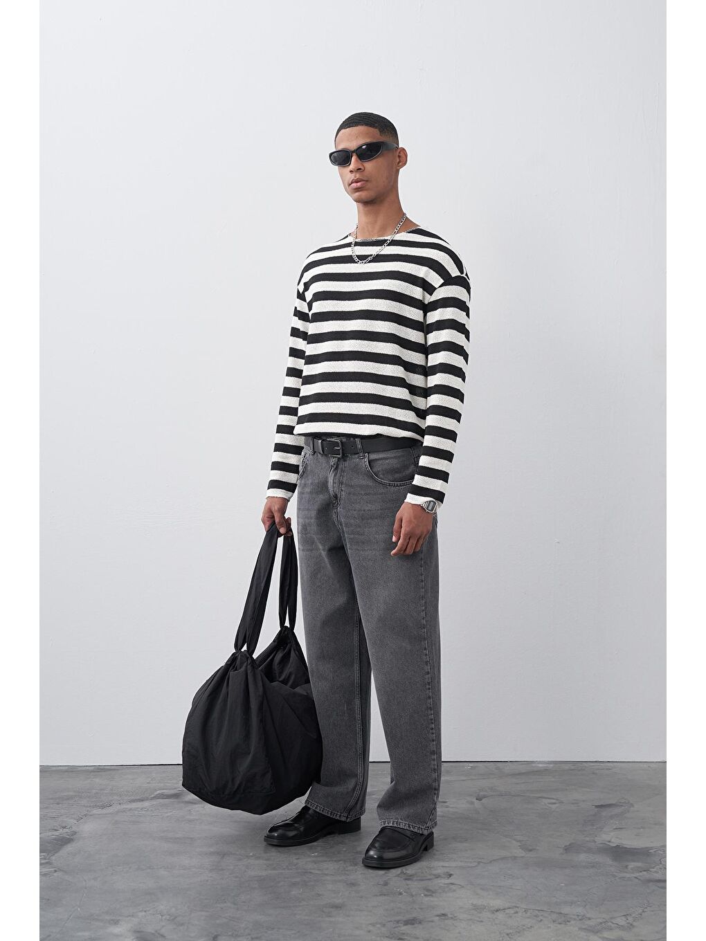 Gri Baggy Fit Jeans-3