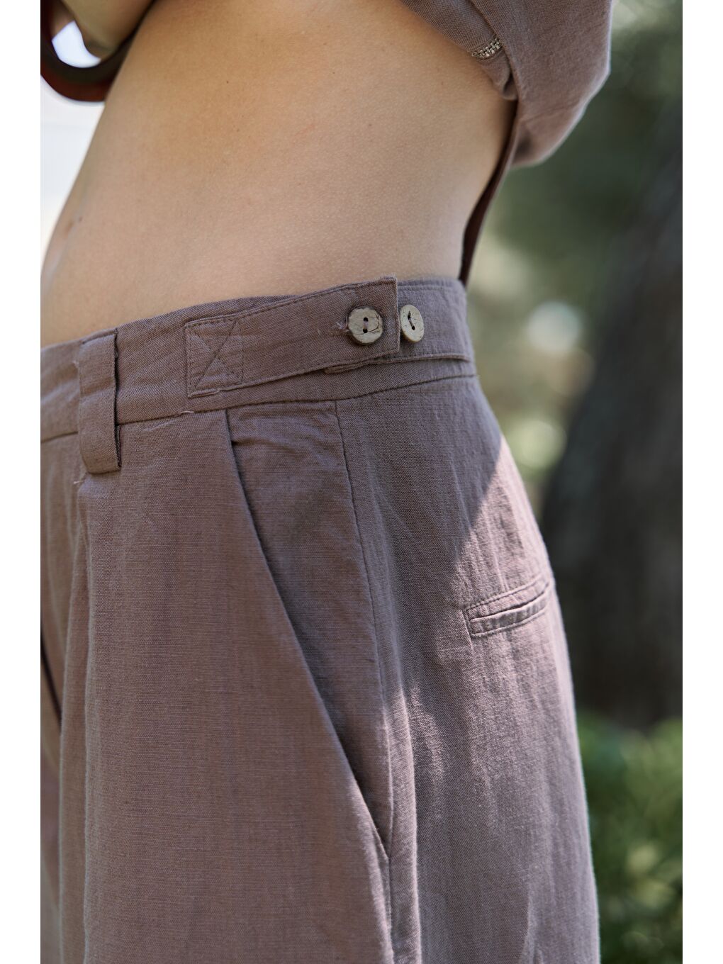 Kahverengi Alidah Pileli Açık Kahve Bol Paça Pantolon-3