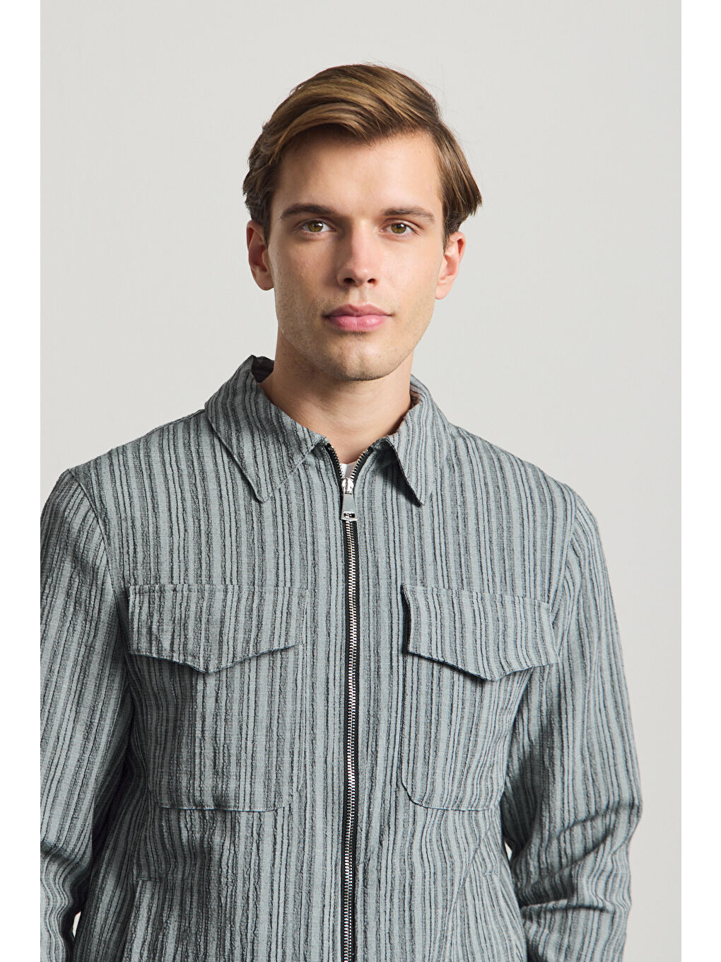 Erkek Premium Keten Gömlek Ceket Yeşil-2