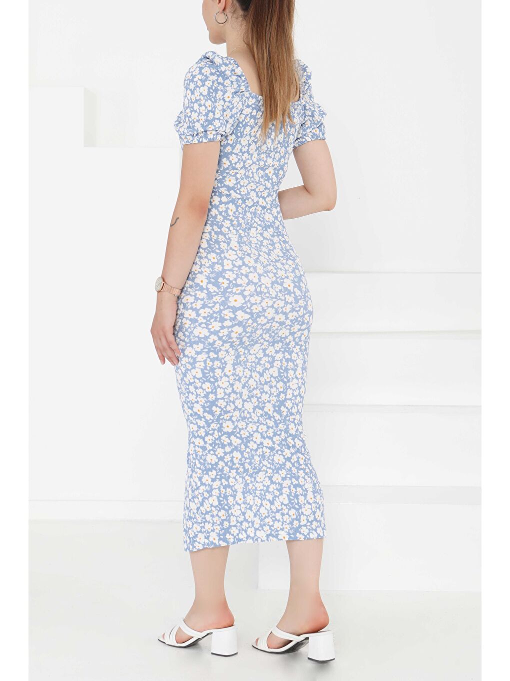 Prenses Kol Yırtmaçlı Elbise Bebe Mavi - 27292-4